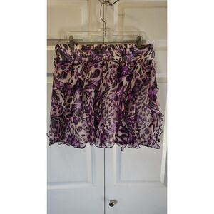 Vanity Purple Cheetah Print Ruffle Mini Skirt XL Leopard Animal Elastic Waist